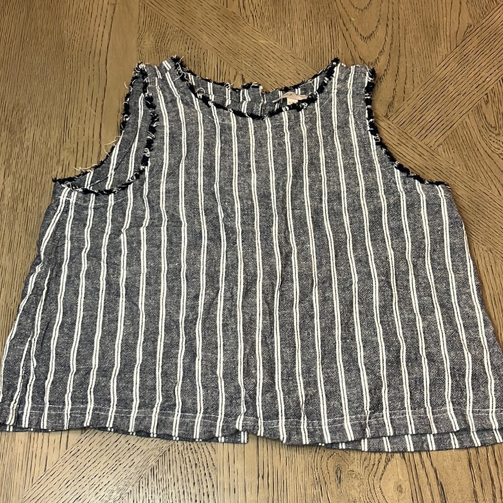 LOFT denim fringe tank medium